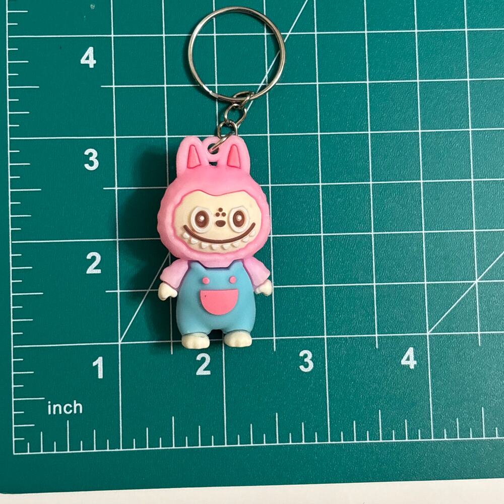 Pink Labubu Silicone Keychain Surprise Style Kawaii Bag Charm NWOT - Picture 3 of 14